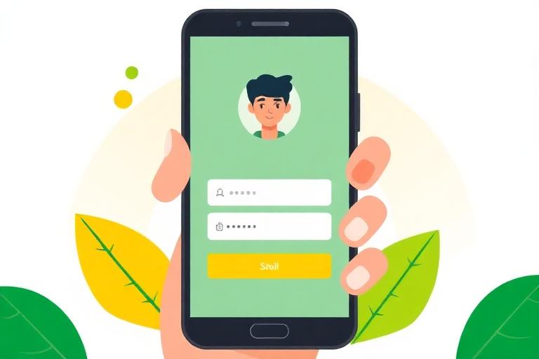 Ilustração de uma pessoa criando conta no celular